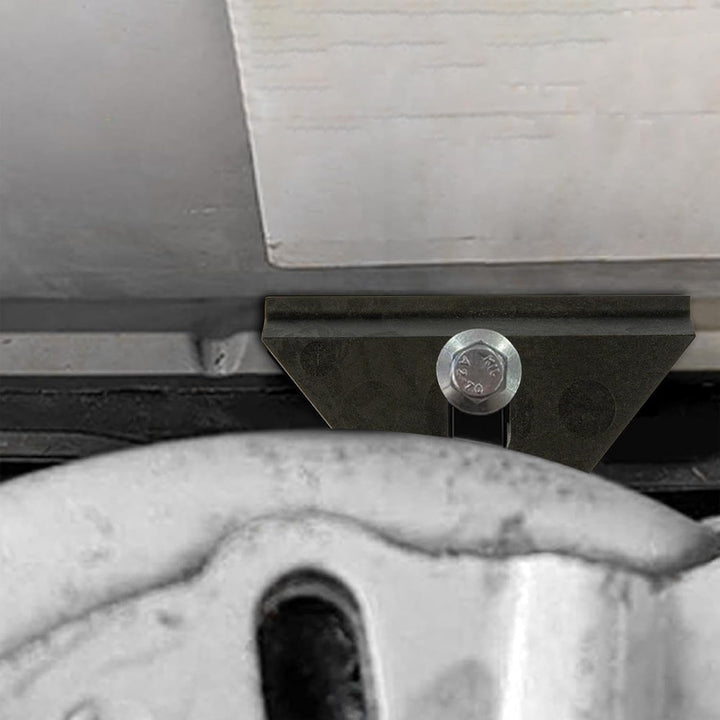 Battery hold-down clamp installed