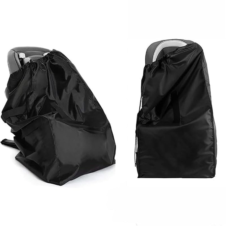 Black travel bag covering child car seat