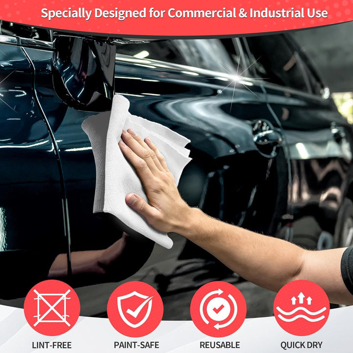 White microfiber cloth used on car exterior