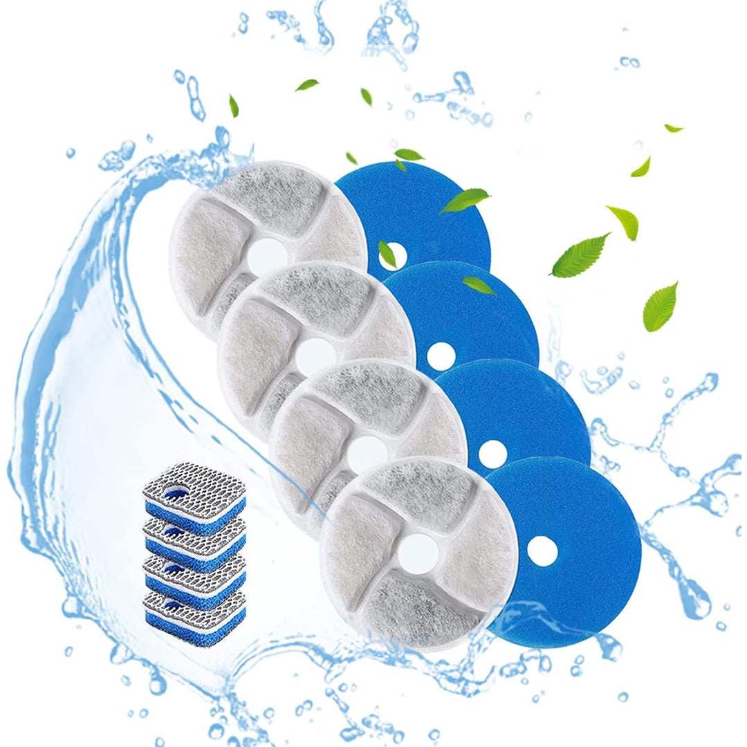 Five-set cat fountain filter kit with round cartridges and sponge pads