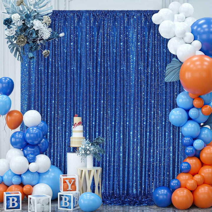 Navy sequin backdrop at a baby shower display
