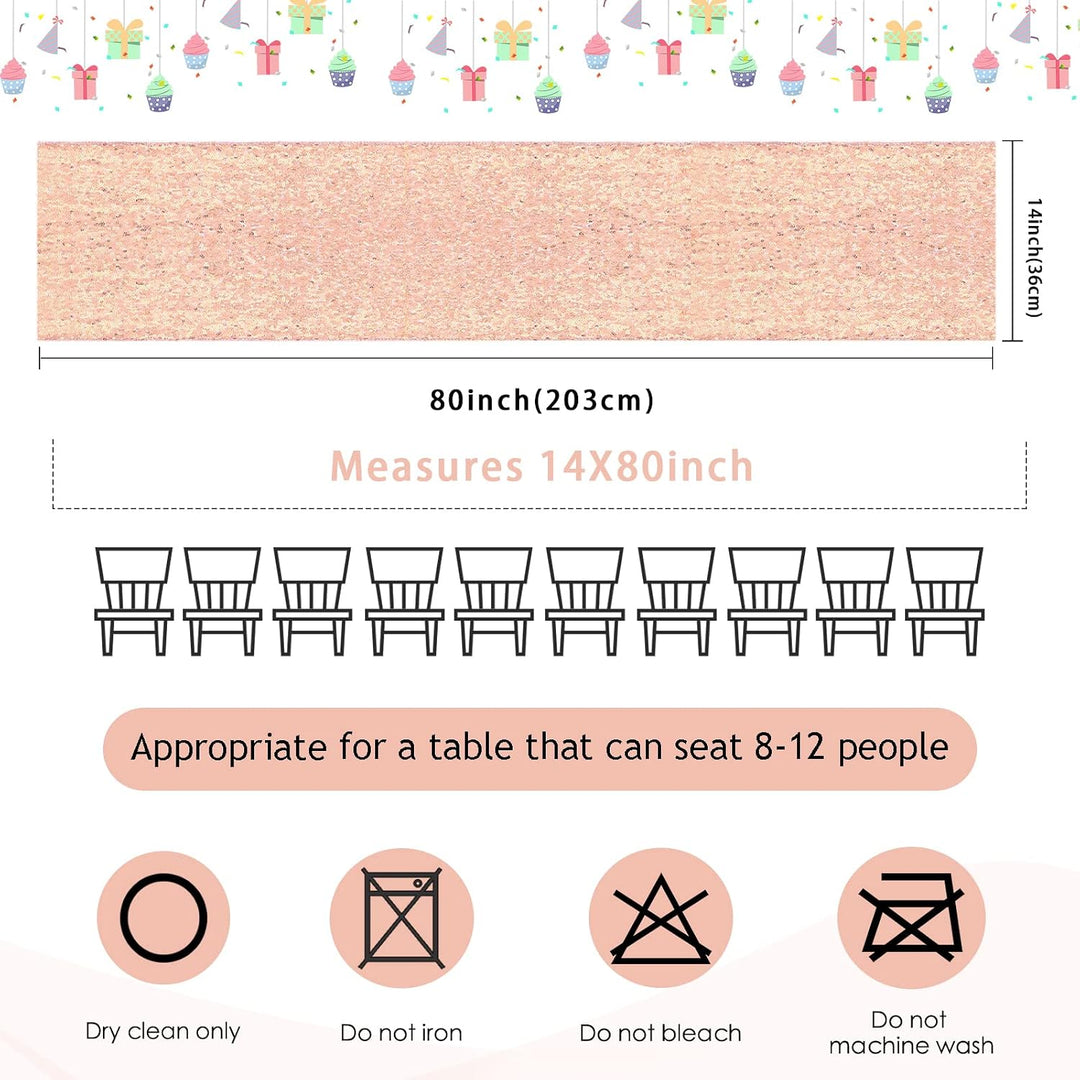Rose-gold sequin runner 14 by 80 inch dimensions