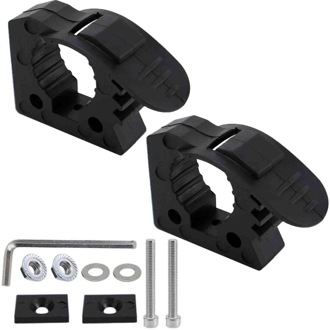 Two black quick-release tool handle mounts and included hardware