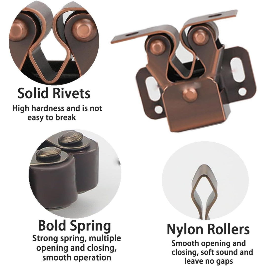 Bronze cabinet catch close-up and component details