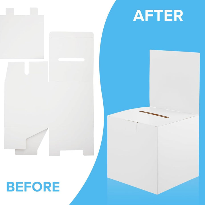 Flat-packed and assembled white ballot box