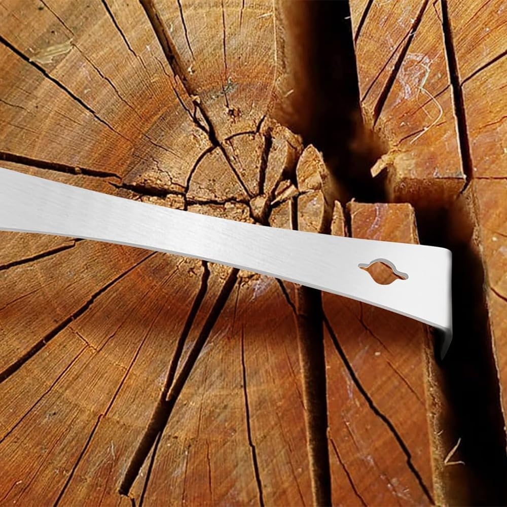 Flat pry bar used between wood pieces