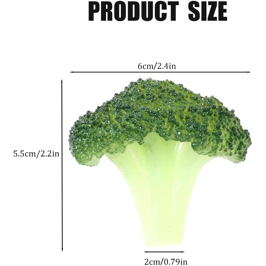 Artificial broccoli floret approximate dimensions