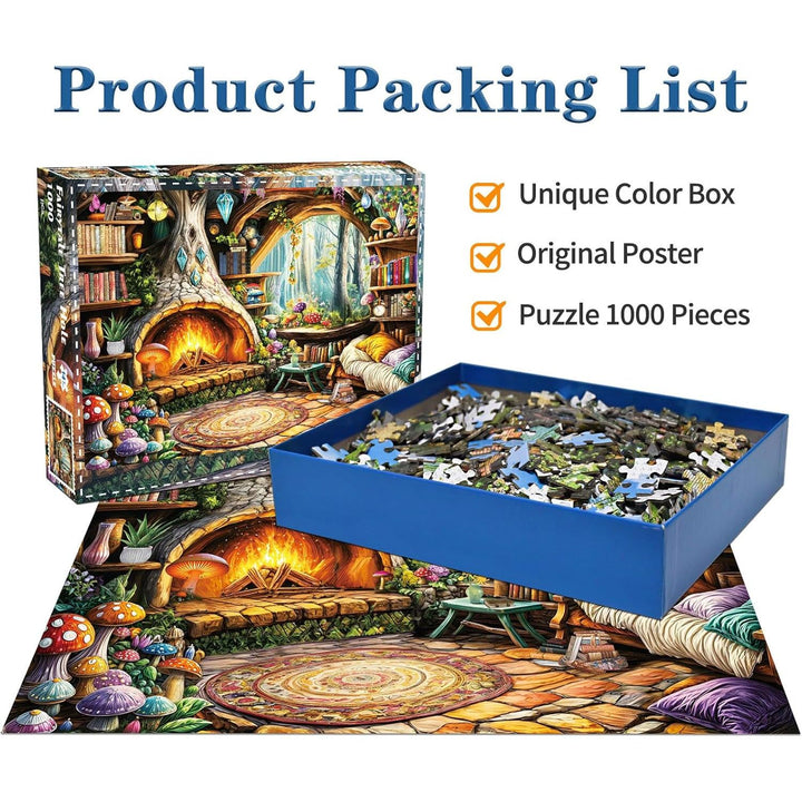 Puzzle box, pieces and included poster