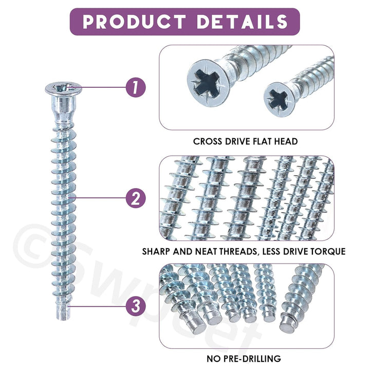 130-piece Swpeet Confirmat screw assortment, product photo 3