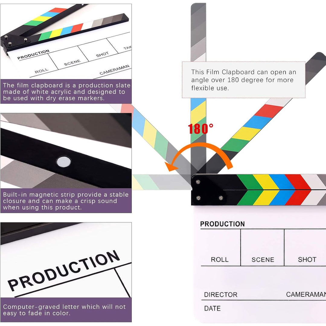 10 × 12-inch acrylic film clapperboard kit, product view 4