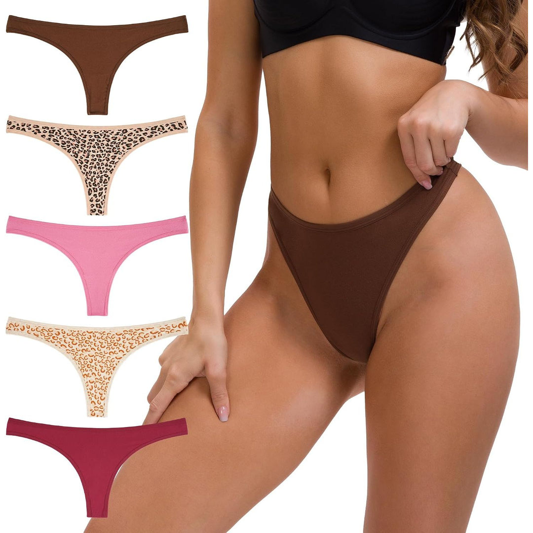 Rose five-pack of cotton thongs