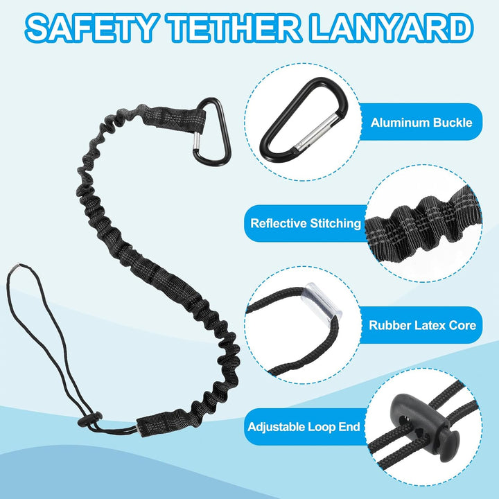 Black retractable tool lanyard features