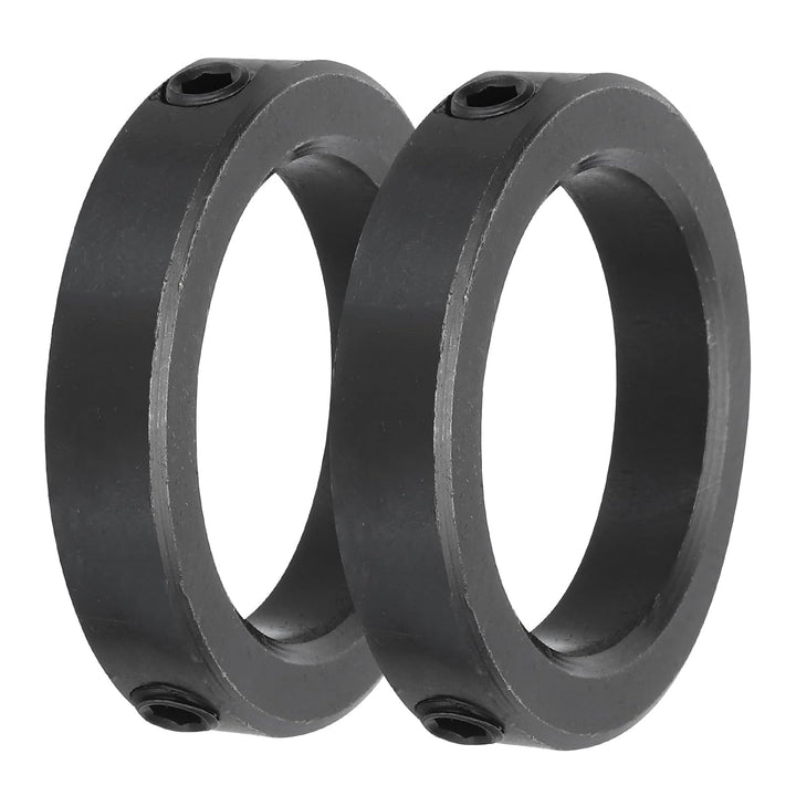 Black 2-inch bore carbon steel shaft collars, two pieces