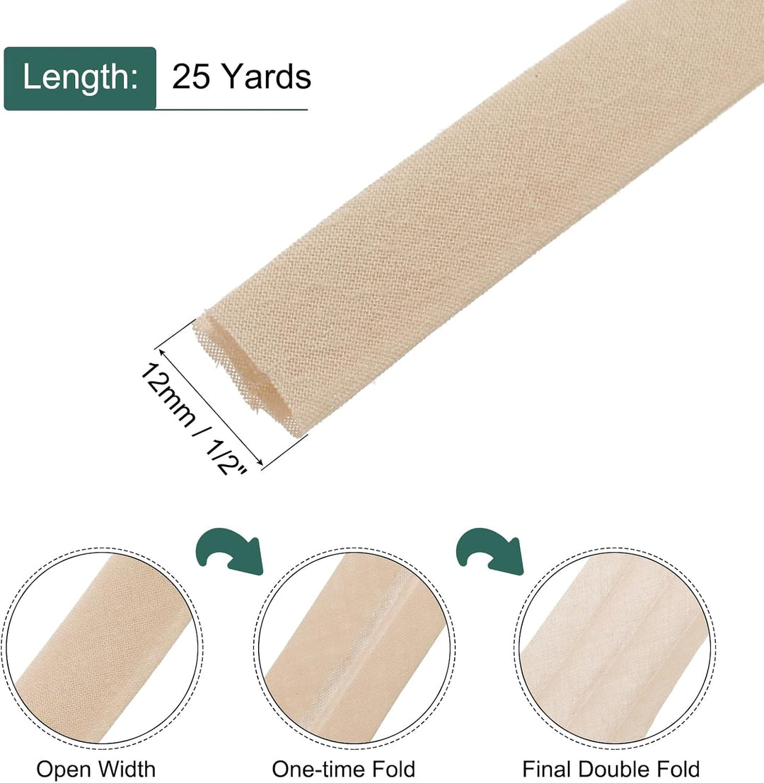 Khaki bias tape 1/2-inch width and 25-yard length