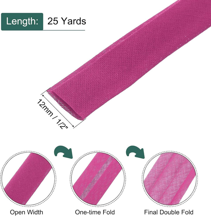 Rose red bias tape 1/2-inch width and 25-yard length