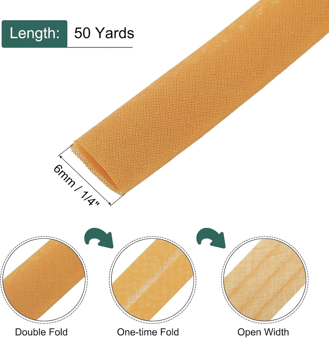 Dark yellow bias tape 1/4-inch width and 50-yard length