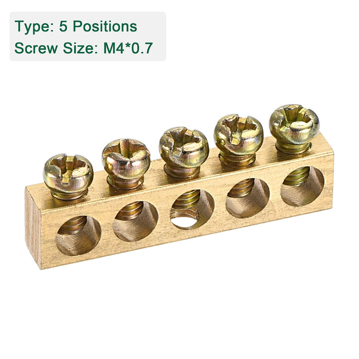 Brass five-position terminal bar with M4 screws