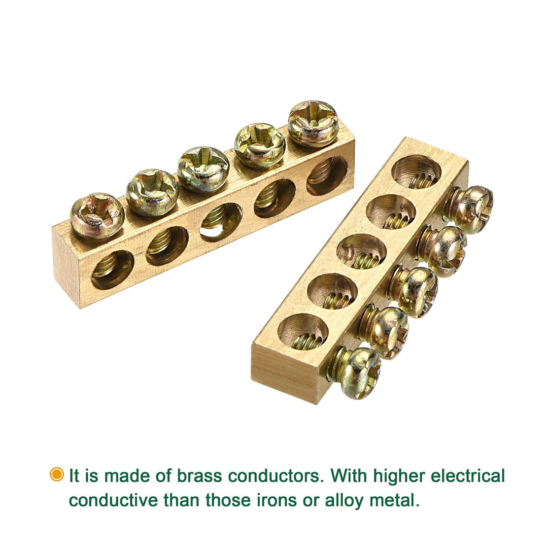 Brass terminal ground bars from two angles