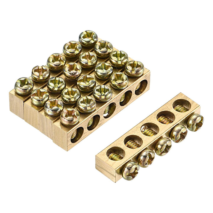 Five brass five-position terminal ground bars