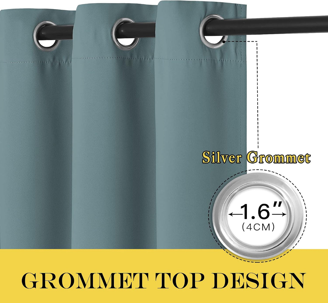 Greyish Blue Blackout Grommet Curtain, 52 x 78 in, 1 Panel — view 2