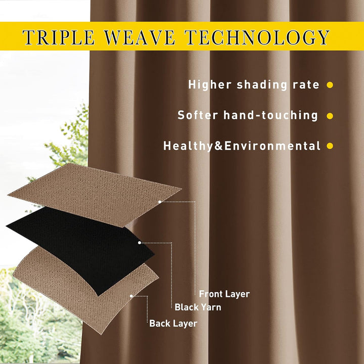 Cappuccino Waterproof Outdoor Curtains, 84 x 95 in, 2 Panels — view 4