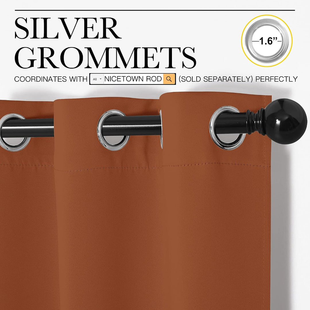 Burnt Orange Blackout Grommet Curtains, 42 x 63 in, 2 Panels — view 3