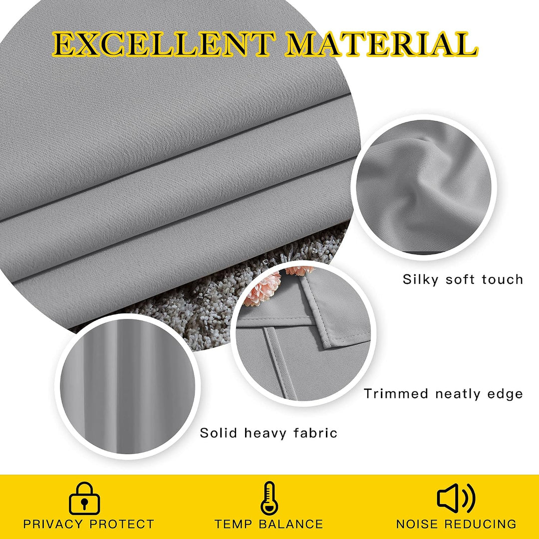 Silver Grey Blackout Grommet Curtains, 52 x 84 in, 2 Panels — view 3