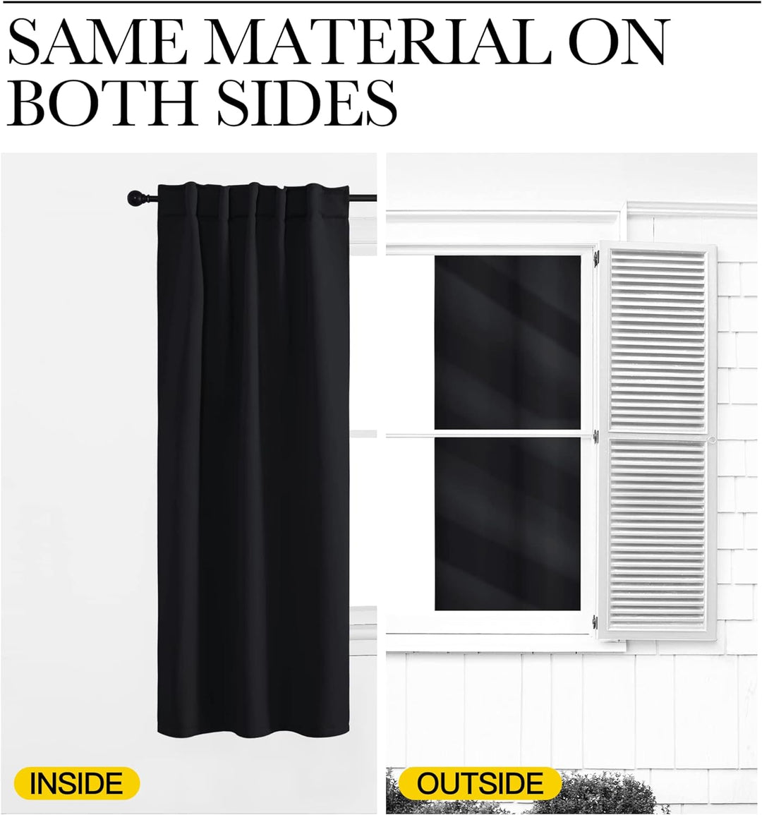 Black curtain fabric same on both sides