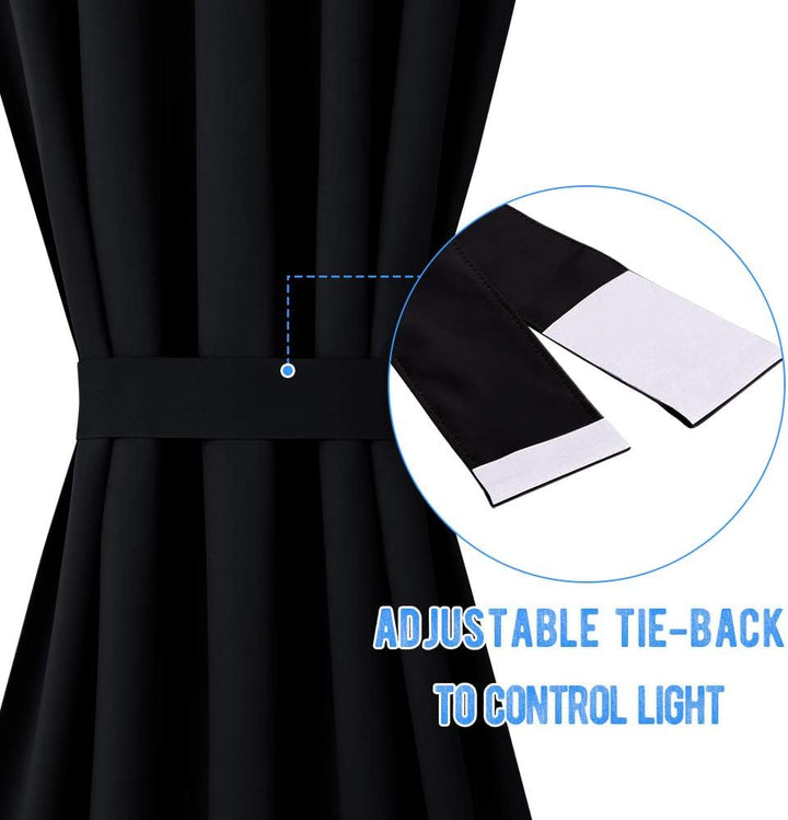 Black curtain adjustable tieback detail