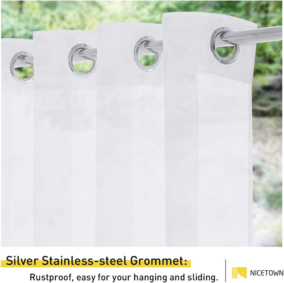 White Water-Repellent Outdoor Sheer Curtain, 100 x 96 in, 1 Panel — view 2