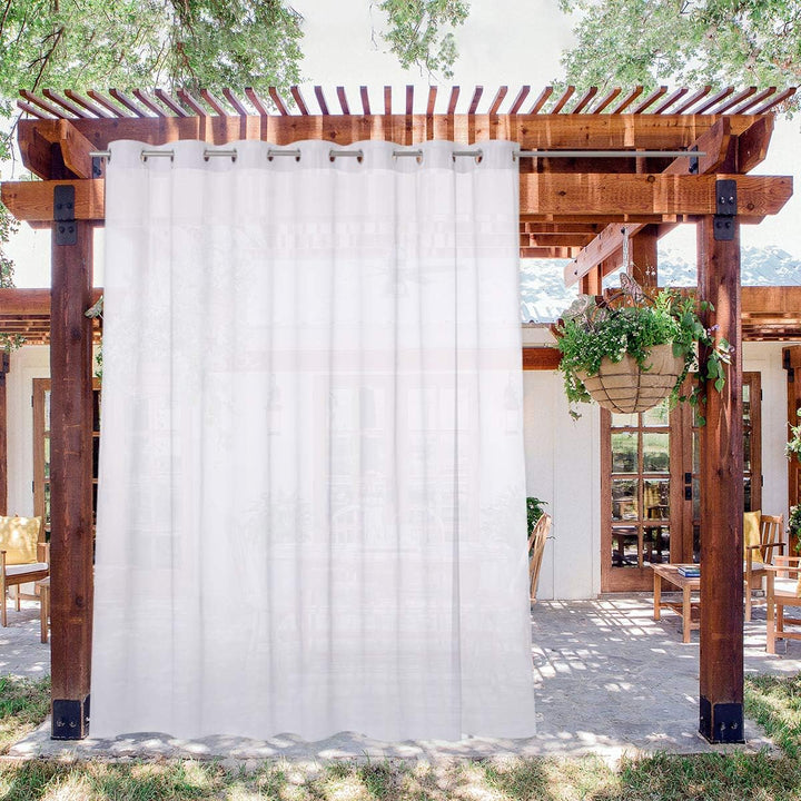 White Water-Repellent Outdoor Sheer Curtain, 100 x 96 in, 1 Panel — view 5
