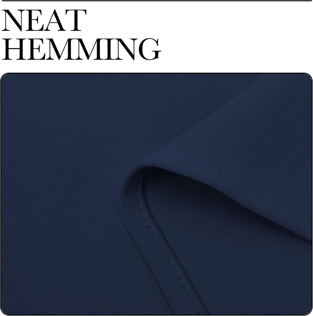 Navy curtain finished hem close-up