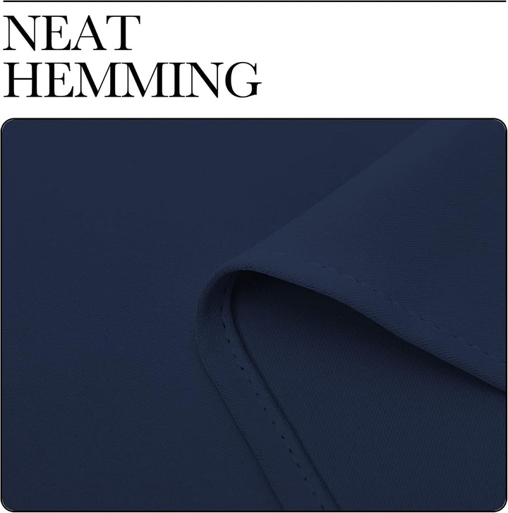 Navy curtain finished hem close-up