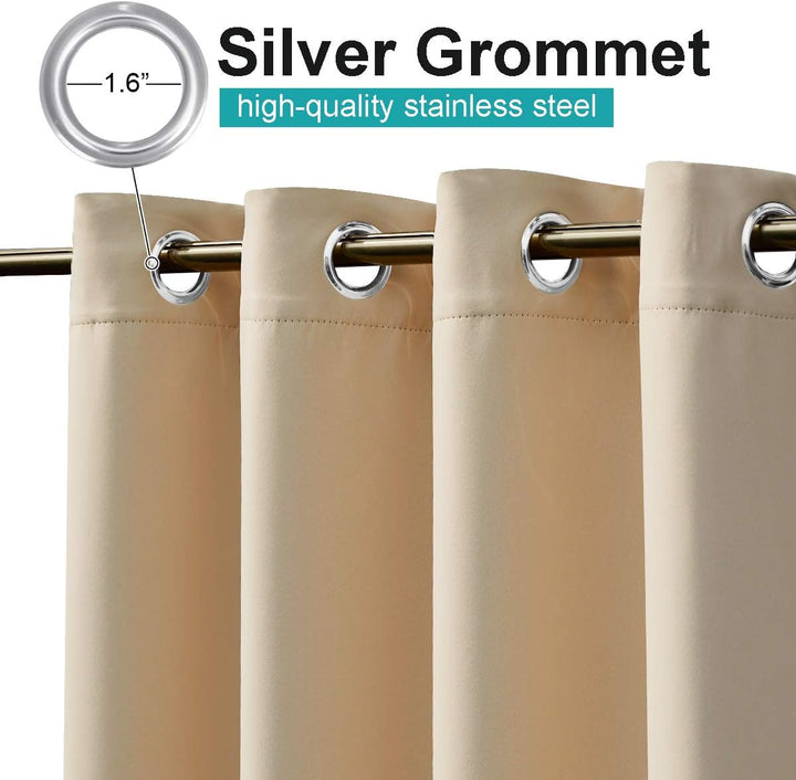 Biscotti beige curtain silver grommet detail