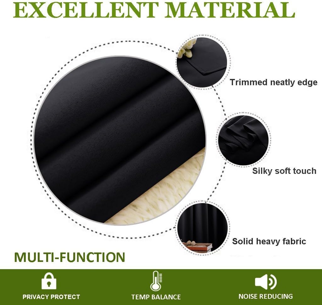 Black curtain fabric texture and finish