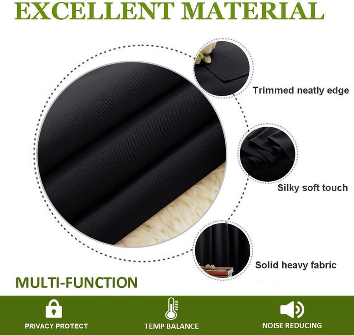 Black curtain fabric texture and finish