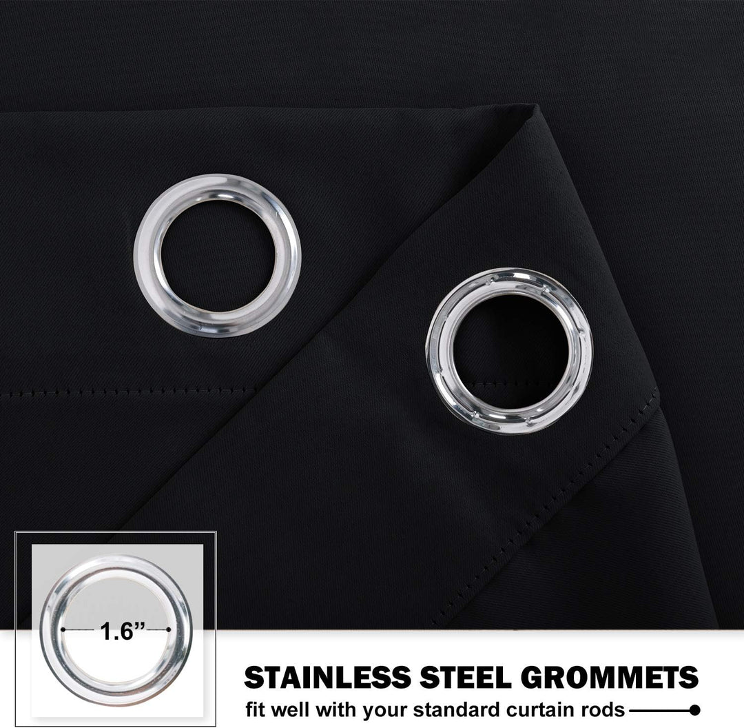 Black kitchen curtain grommet detail