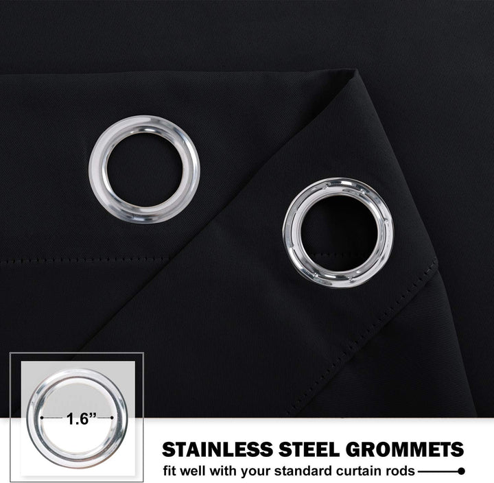 Black kitchen curtain grommet detail