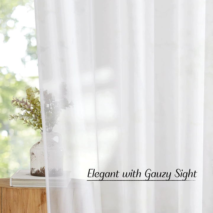 White sheer curtain light filtering detail