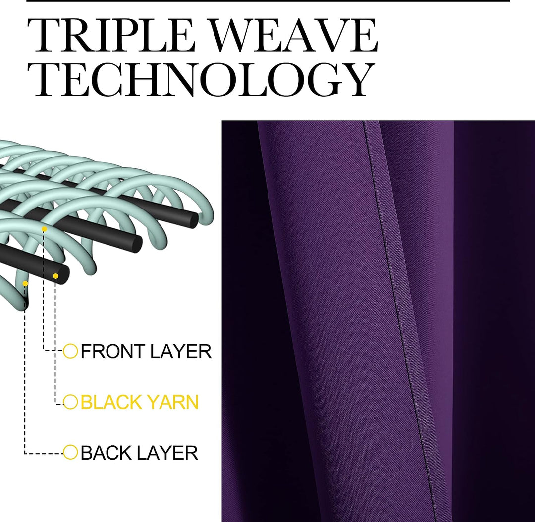Royal purple curtain triple weave detail