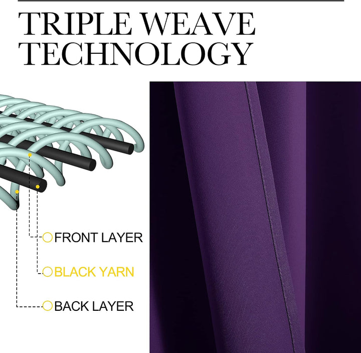 Royal purple curtain triple weave detail