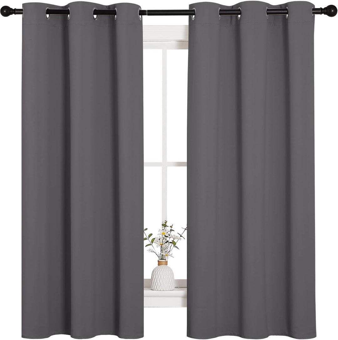 Grey blackout curtain pair full view