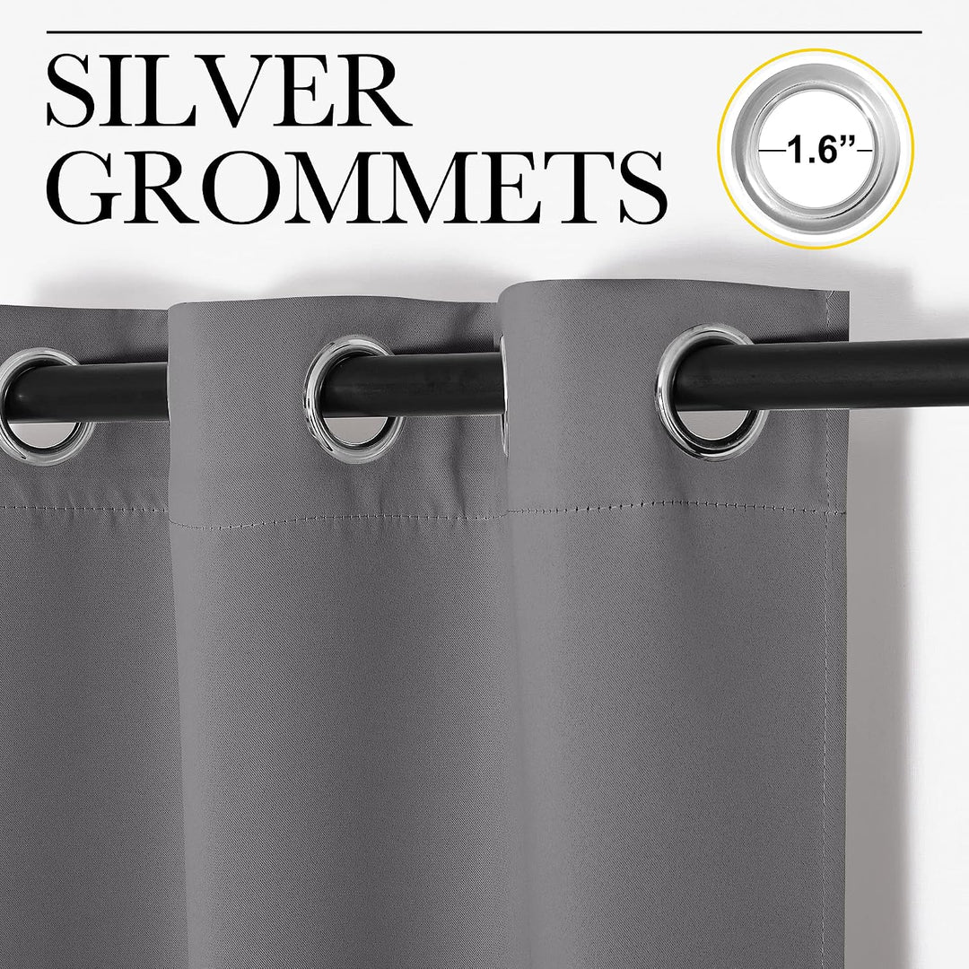 Grey curtain silver grommet detail