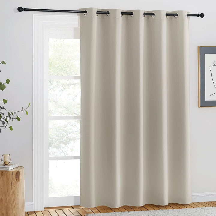 Natural 66 by 84 inch blackout curtain, one panel