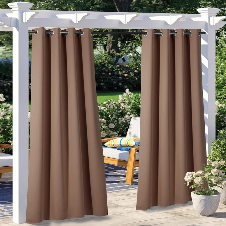 Cappuccino 52 by 96 inch outdoor curtain pair