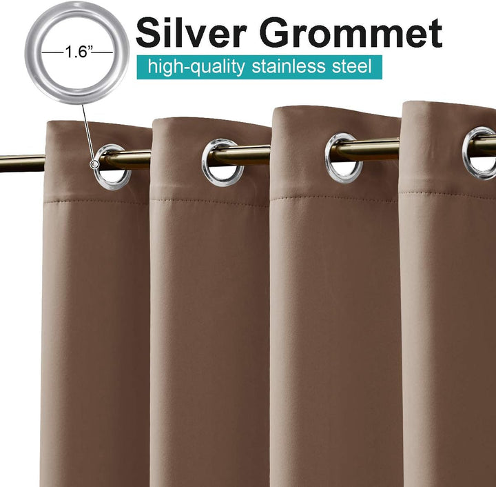 Cappuccino outdoor curtain silver grommets