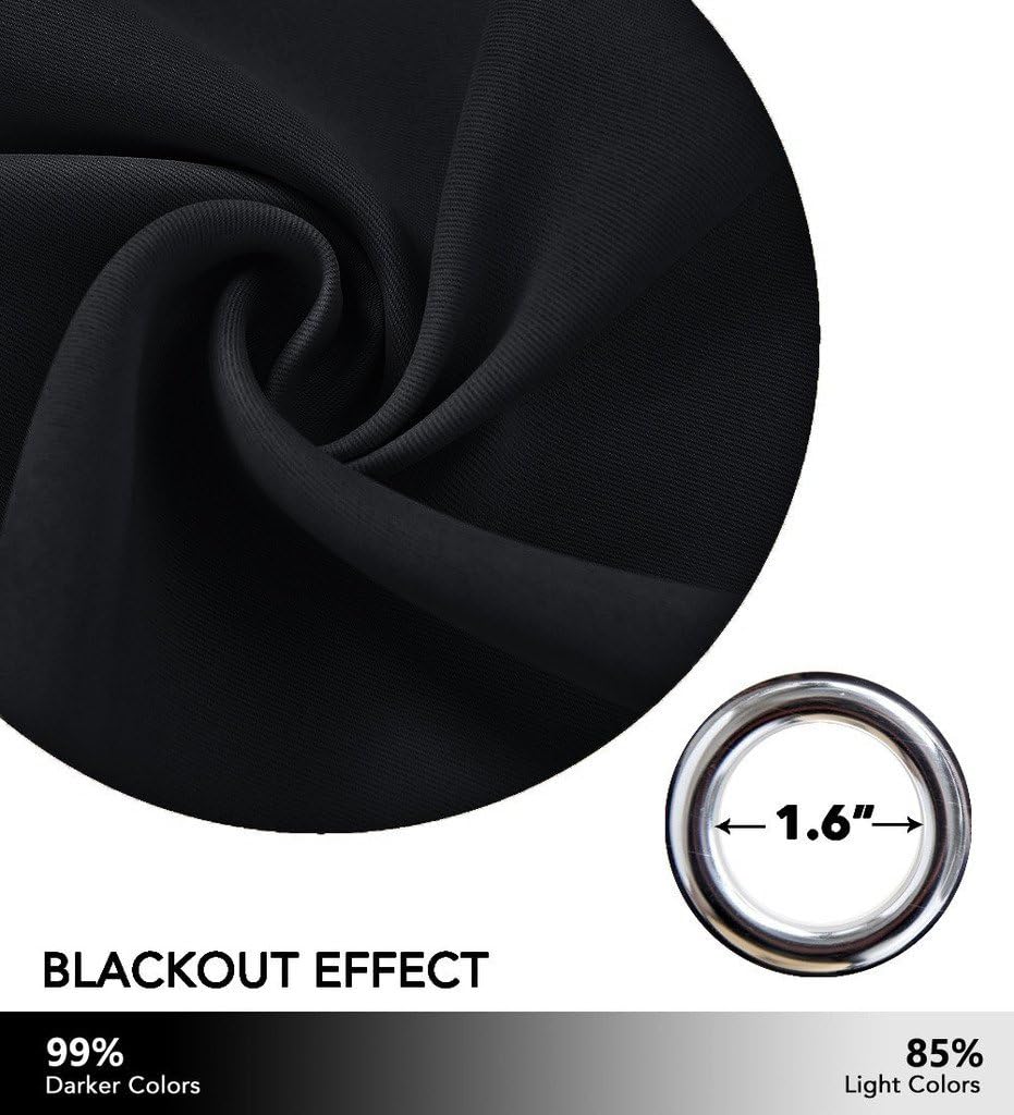Black room-divider curtain fabric detail