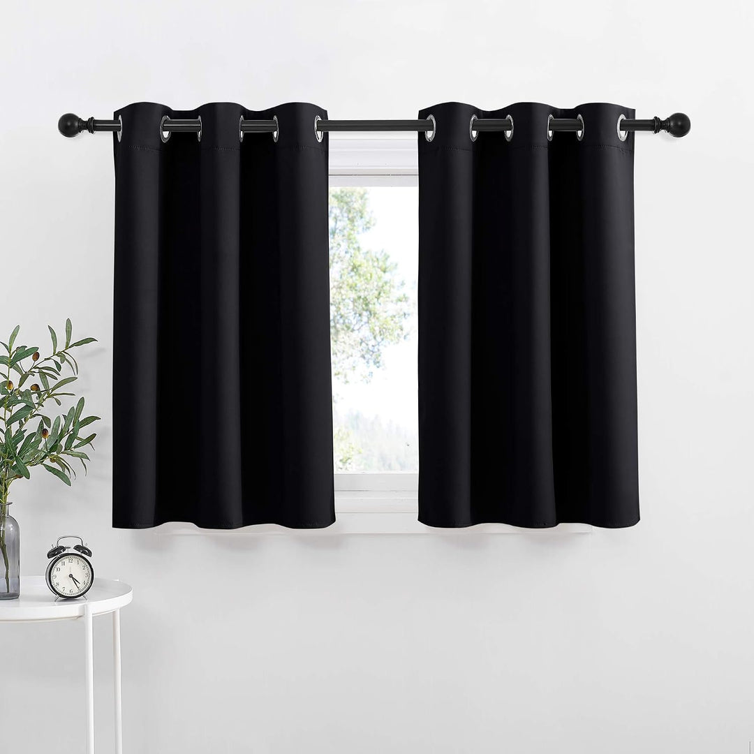 Black 42 by 36 inch kitchen blackout curtain pair