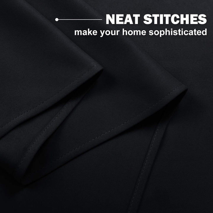 Black kitchen curtain stitched hem