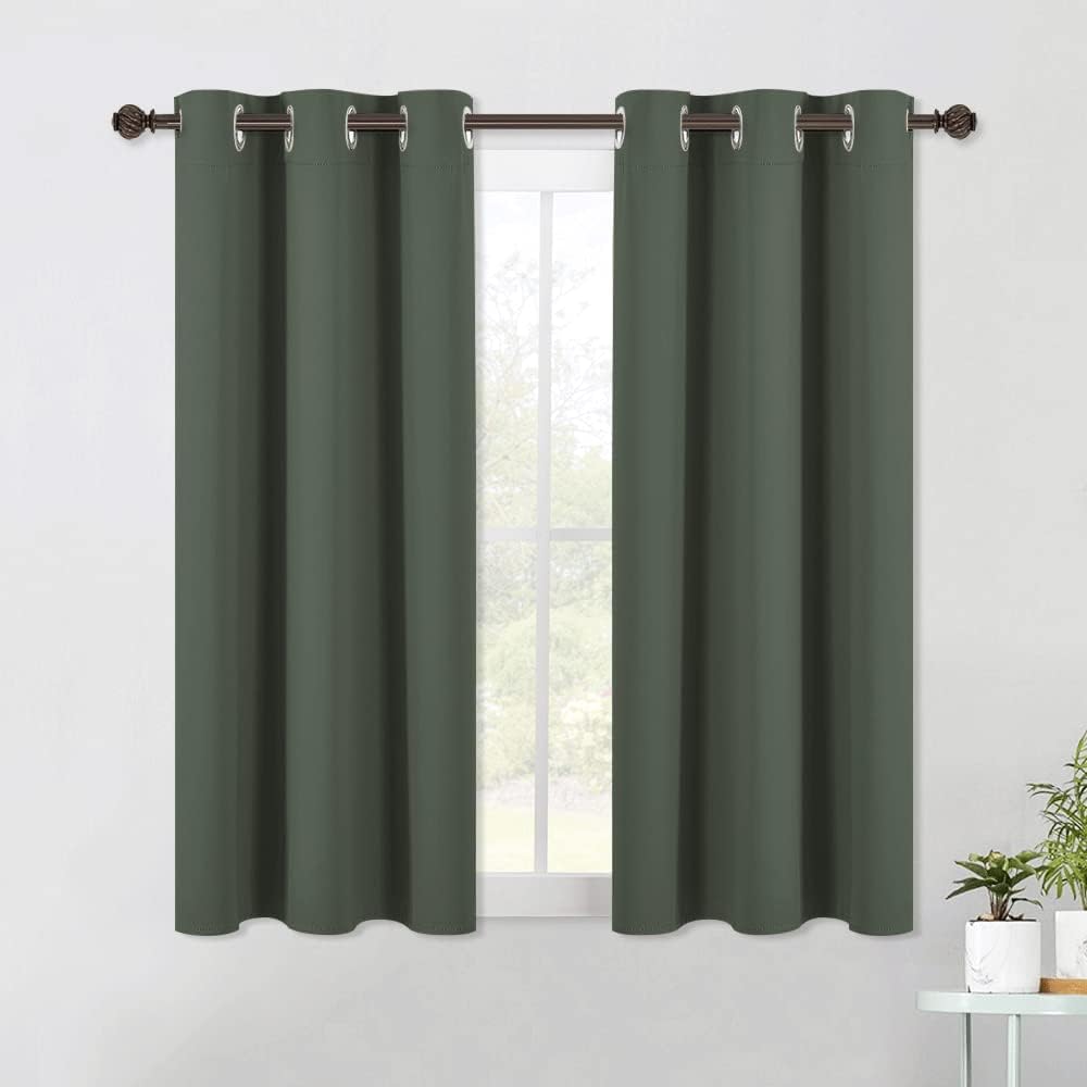 Dark mallard blackout curtains, two panels